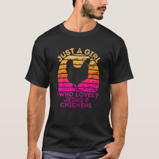 T-shirt Fille Qui Aime Jésus Et Poulets - Christian Woma