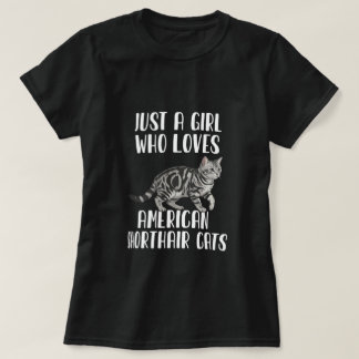 T-shirt Fille qui aime l'art des chats américains à poil c