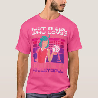 T-shirt Fille Qui Aime Le Joueur De Volley-Ball Otaku Fill