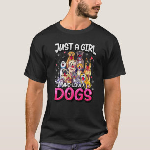 T-shirt Fille qui aime les chiens Pug Berger Beagle Maltai