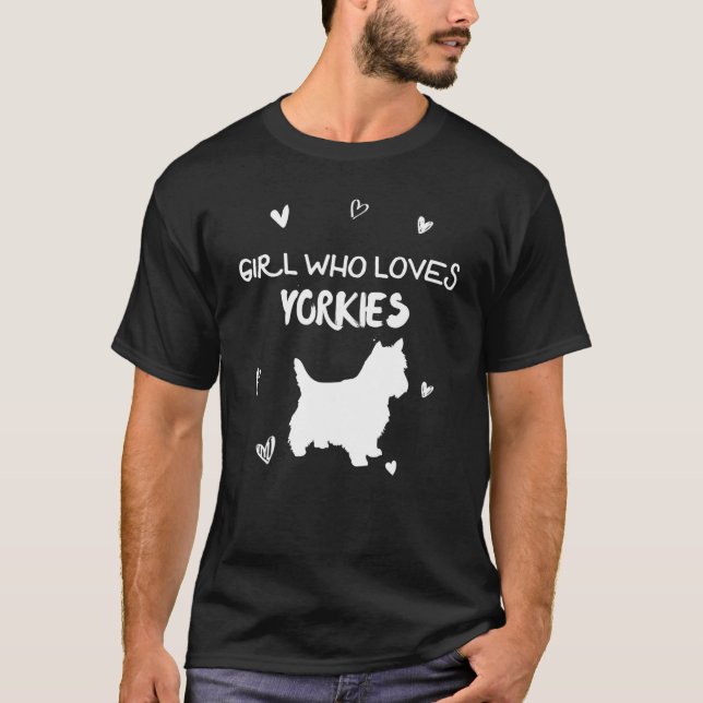 T-shirt Fille qui aime Yorkies Yorkshire Terrier Chien (Devant)