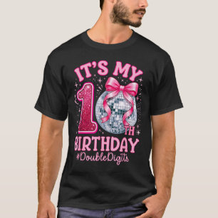 T-shirt Fille qui fête son 10ème anniversaire boule disco