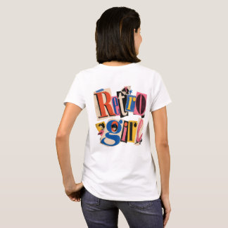 T-shirt Fille rétro, Collage Rétro « Fille Rétro » Typogra