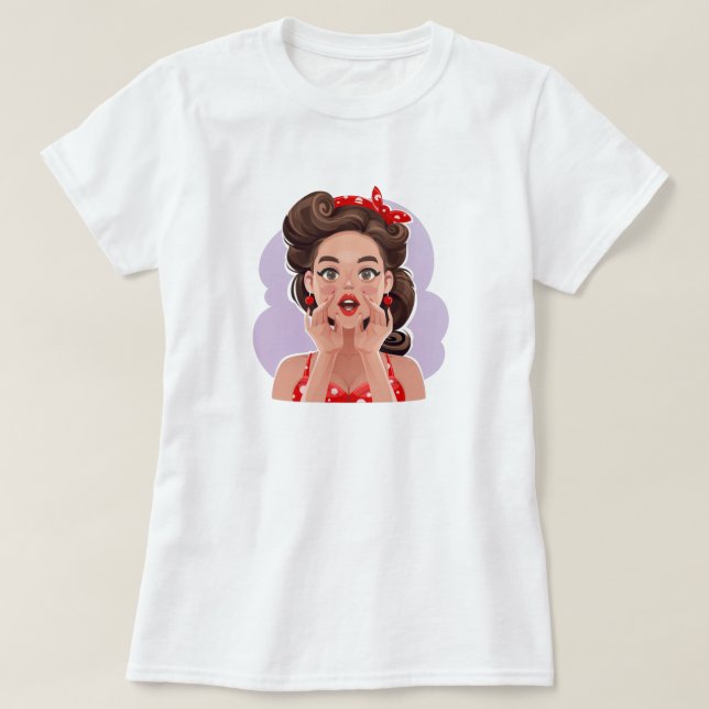 T-shirt fille rétro mignonne (Design devant)