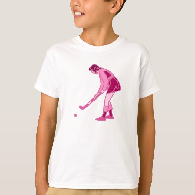 T-shirt Fille rose d'hockey de champ (Devant)
