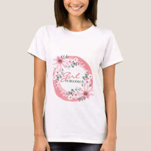 T-shirt Fille rose rousse dans le Baby shower fleuri