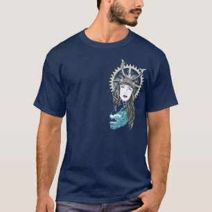T-shirt Fille samouraï de Steampunk avec le dragon