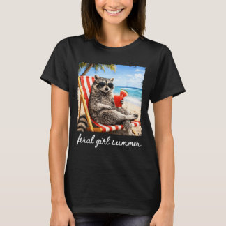 T-shirt Fille sauvage été raton laveur mème drôle femme fi