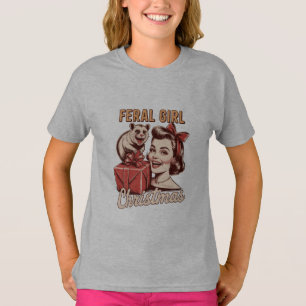 T-shirt Fille Sauvage Noël Opossum Xmas Rétro Déchets