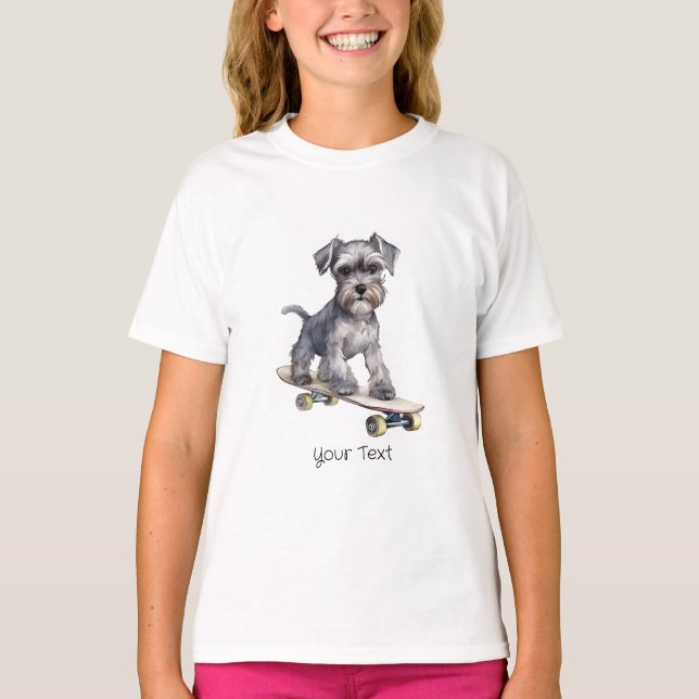 T-shirt fille Schnauzer de couleur d'eau (Devant)