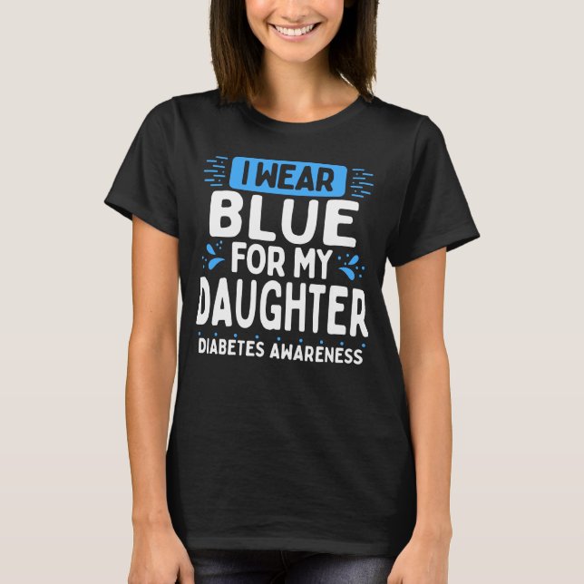 T-shirt Fille Sensibilisation au diabète Guerrier Bleu Rub (Devant)
