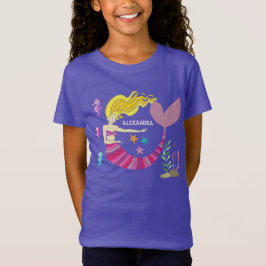 T-Shirt Fille Sirène Rose Violet Sous Le Nom De La Mer
