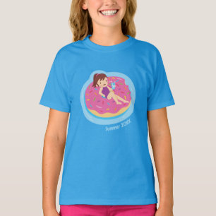 T-shirt Fille sur Pink Doughnut Pool Float Girls Tee
