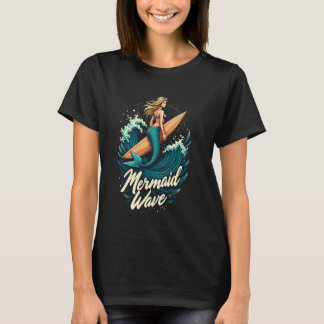 T-shirt Fille surfeuse de vague de sirène océan tropical p