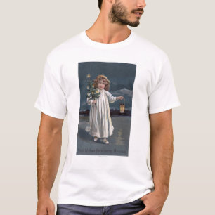 T-shirt Fille tenant l'arbre et la lanterne