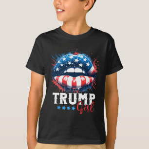 T-shirt Fille Trump 2024 Élection américaine Drapeau