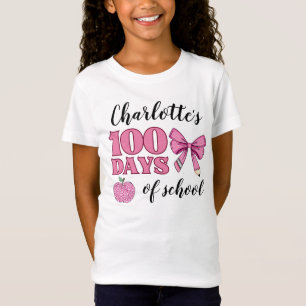 T-Shirt Filles 100 jours de l'école crayon rose Bow