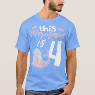 T-shirt Filles 4e anniversaire Cette Sirène A 4 ans Enfant