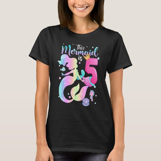 T-shirt Filles 5e anniversaire Cette Sirène A 5 ans Enfant (Devant)