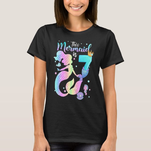 T-shirt Filles 7e anniversaire Cette Sirène A 7 Ans Cos (Devant)
