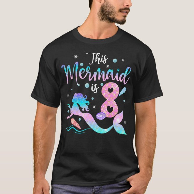 T-shirt Filles 8e anniversaire Cette Sirène A 8 ans Cos (Devant)