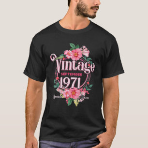 T-shirt Filles Anniversaire Né En Septembre 1971 Fleurs Bd