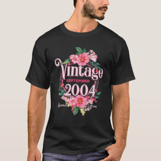 T-shirt Filles Anniversaire Né En Septembre 2004 Fleurs Bd