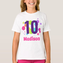 T-shirt Filles Arc-en-ciel lueur Anniversaire Fête Age Che