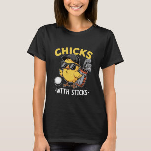 T-shirt Filles avec bâtons golfeuse fille club de golf gol
