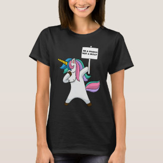 T-shirt Filles Bleu Anti L'Intimidation Soyez Un Ami Pas U