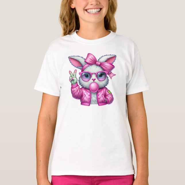 T-shirt Filles Bunny Chemise rose (Devant)