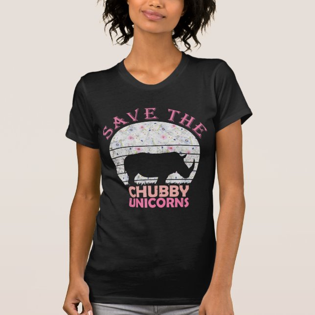 T-shirt Filles-cadeaux Floral Rhino - Sauvez Chubby Unic (Devant)