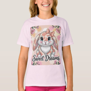 T-shirt Filles Camouflage Lapin Rose Rêves Doux