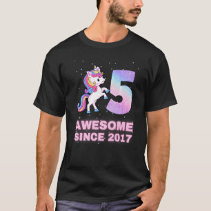T-shirt Filles Cet Anniversaire Dites 5 Avec une licorne d