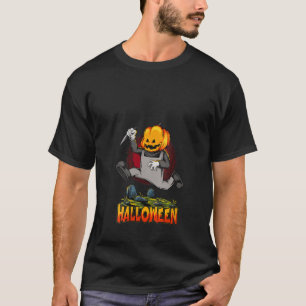 T-shirt Filles Citrouille fou chef Zombie Couteau Tombston