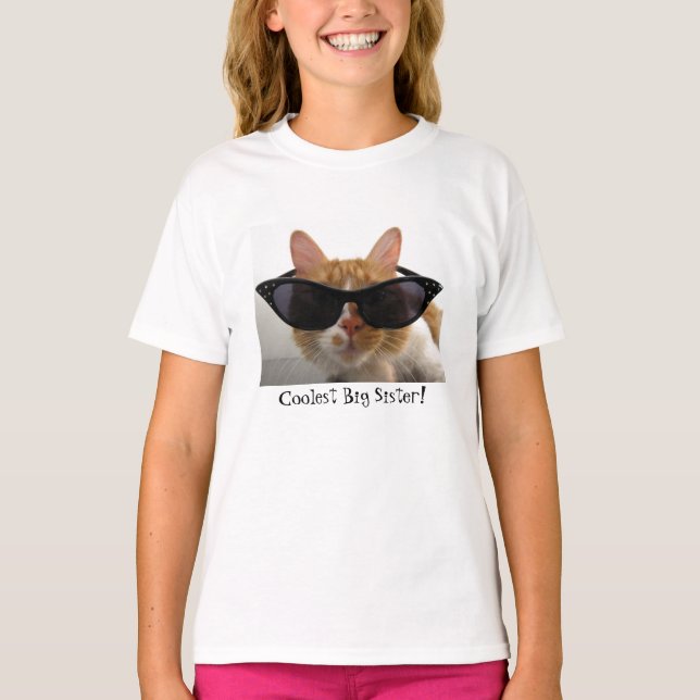 T-shirt Filles Cool Fille Chat Plus Coolest (Devant)