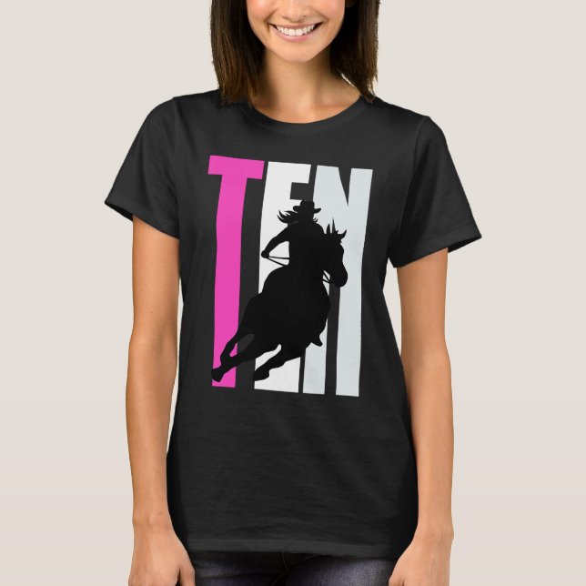 T-shirt Filles Cowgirl Anniversaire 10e Rodéo Cheval Queen (Devant)