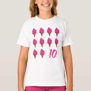 T-shirt Filles de 10 ans Anniversaire Crèmes glacées roses