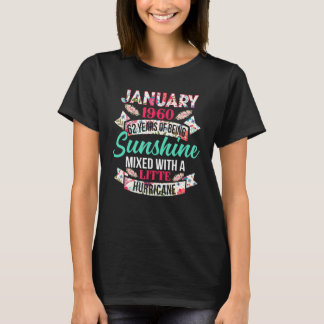 T-shirt Filles de janvier 1960 62 Ans Incroyables depuis 1