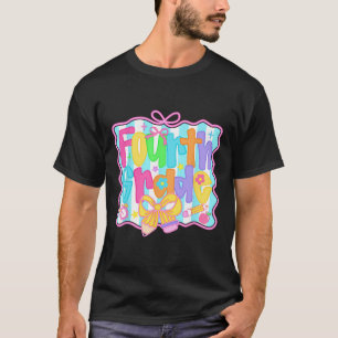 T-shirt Filles de quatrième année retour à l'école nœud mi