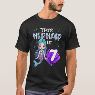T-shirt Filles De Sirène 7e Anniversaire Cette Sirène Est