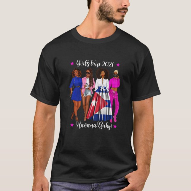 T-shirt Filles Drôle Voyage Havana Bébé Vacances Noir (Devant)