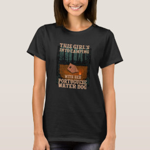 T-shirt Filles en camping avec son chien d'eau portugais D