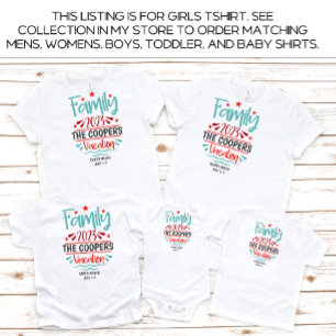 T-Shirt Filles Famille Vacances Plage Été Personnalisé