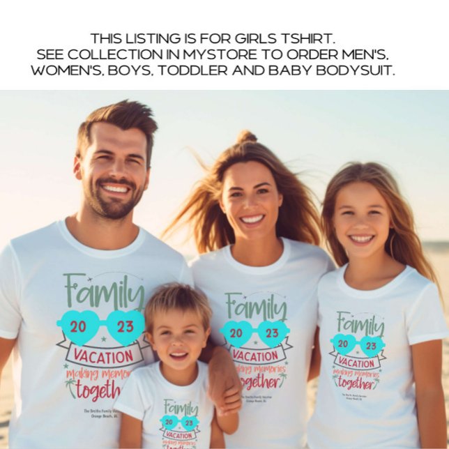 T-Shirt Filles Famille Vacances Plage Été Personnalisé (Créateur téléchargé)