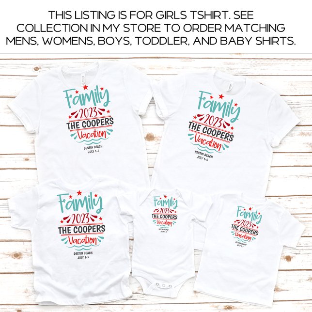 T-Shirt Filles Famille Vacances Plage Été Personnalisé (Créateur téléchargé)