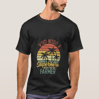 T-shirt Filles Farmer Amusant Superhero Tee Vintage Pour H