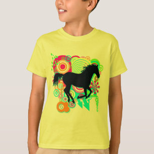 T-shirt Filles galopant la silhouette de cheval