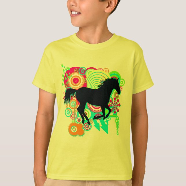 T-shirt Filles galopant la silhouette de cheval (Devant)