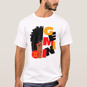 T-shirt Filles Gemini Fille Afrique Fille Signes Zodiac Fi